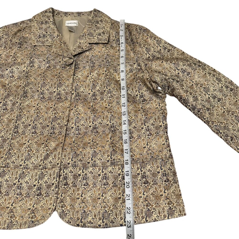 Chico's Women's Metallic Gold Jacquard Tandie Blazer Jacket Size 2 (US L/12) - Picture 9 of 12